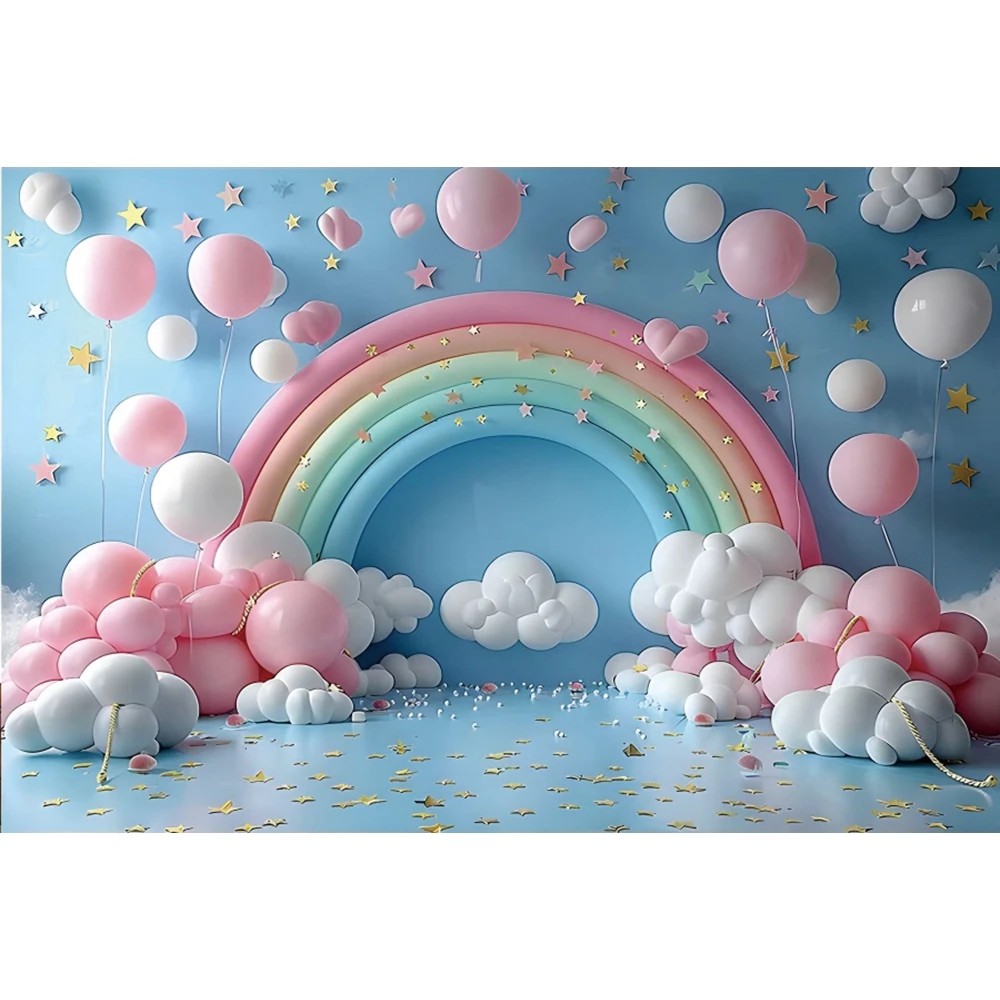 Arch Rainbow Balloon Newborn Baby Birthday Party Photography Backdrop Princess Girl Kids Portrait Cake Smash Photo Background