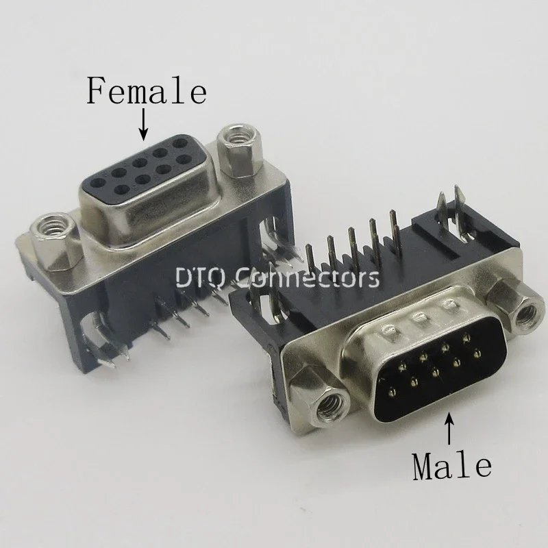 DR9 pin male/female socket bend pin female DB9 connector plate RS232 socket with nut pin/hole