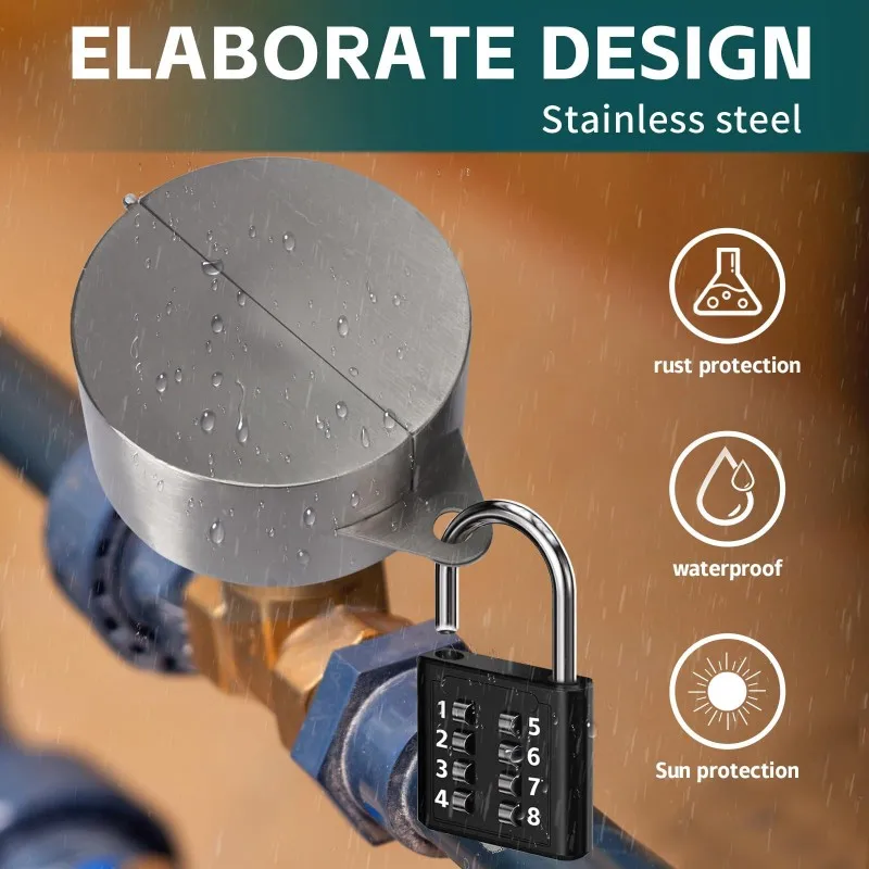 

A84E-Water Spigot Faucet Lock 3PCS Set For 1-1/2" To 3" Hose Pipes, Prevents Outdoor,Water Theft And Unauthorized Access