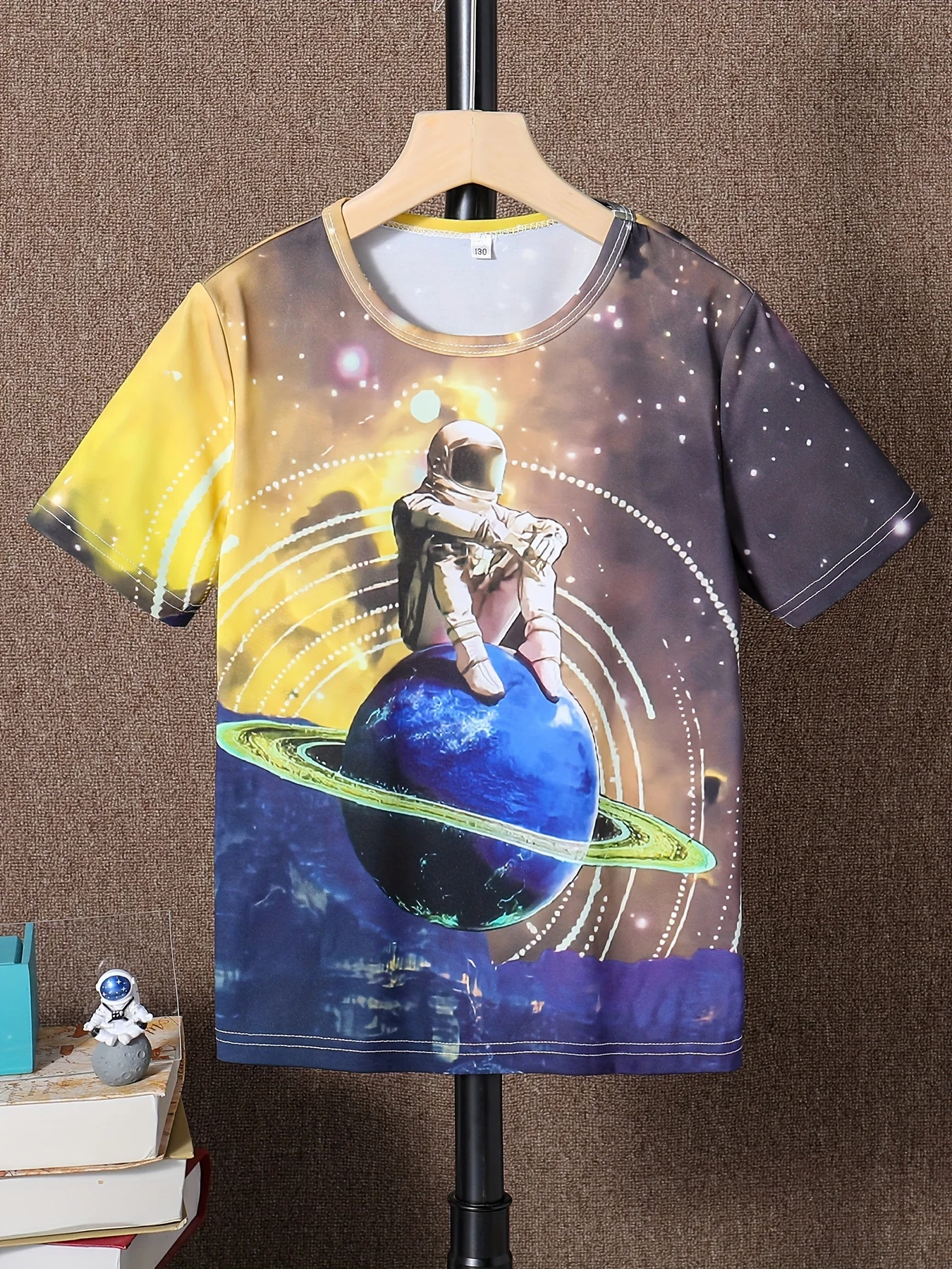 3d Print Boy's T-shirt,Astronaut And Planet Round Neck T shirt Tees Tops Soft Casual Short Sleeve Breathable Comfy Summer  Tops