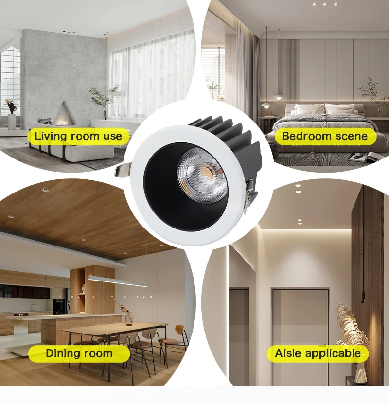 JOYINLED Recessed LED Downlight Lamp 10W 4000K Single Head LED Spot Lights COB Anti-Glare Down Lamp for Home Office Store Indoor
