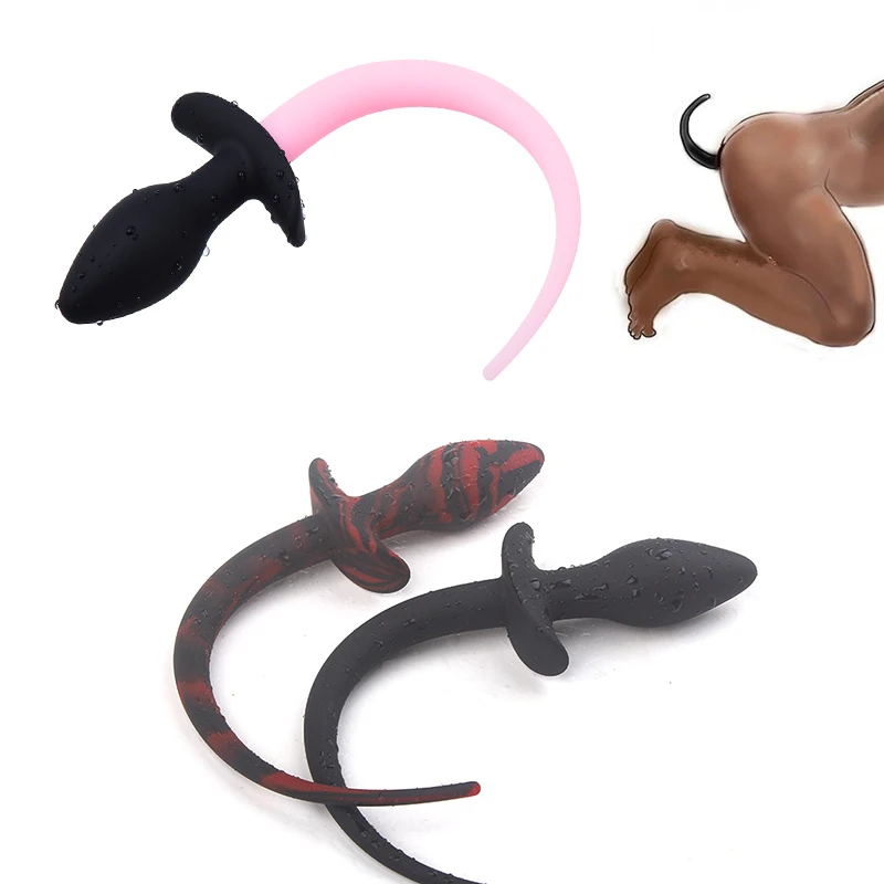 Night Luminous Silicone Plug Dog Tail G-spot Stimulator BDSM Bondage Restraints for Couple Adult Game Erotic Toys Sex Products
