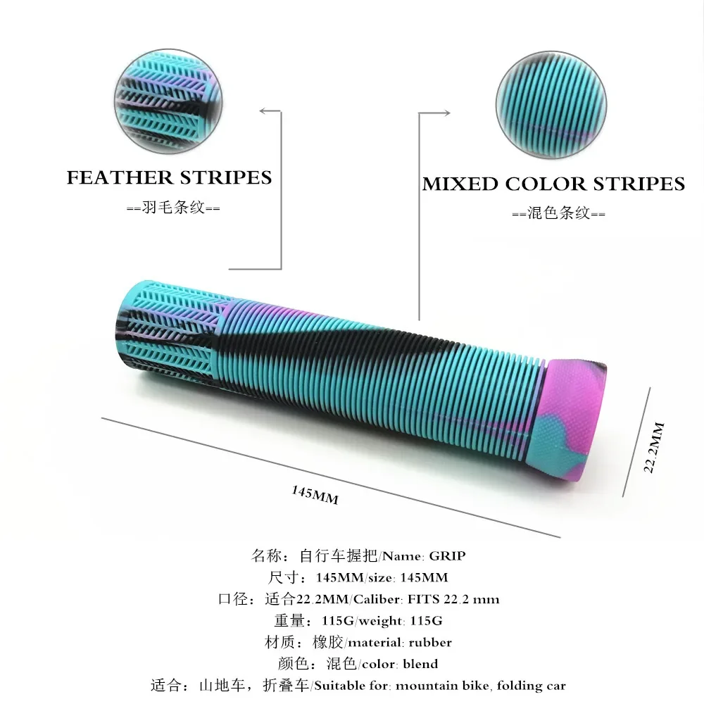 2PCS Universal Bicycle Handlebar Rubber Stripe Mixed Colours Non-Slip Soft Mountain Bike Grips Cycling Accessories Bicycle Grips