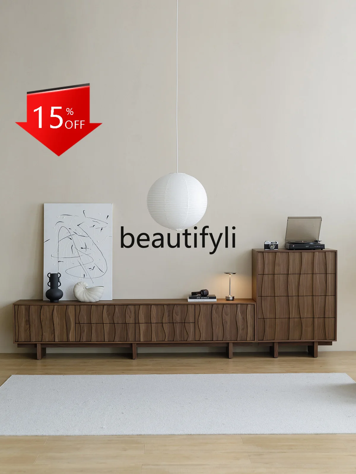 D80 Nordic black walnut solid wood four-chest cabinet master bedroom drawer cabinet living room wall sofa medieval cabinet