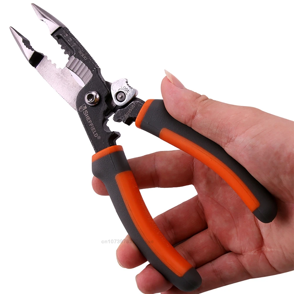 SHEFFIELD Pliers Multi-function tool 5 in1 Electrician Needle Nose Pliers Wire Stripping Cutter Crimping Pliers S035057