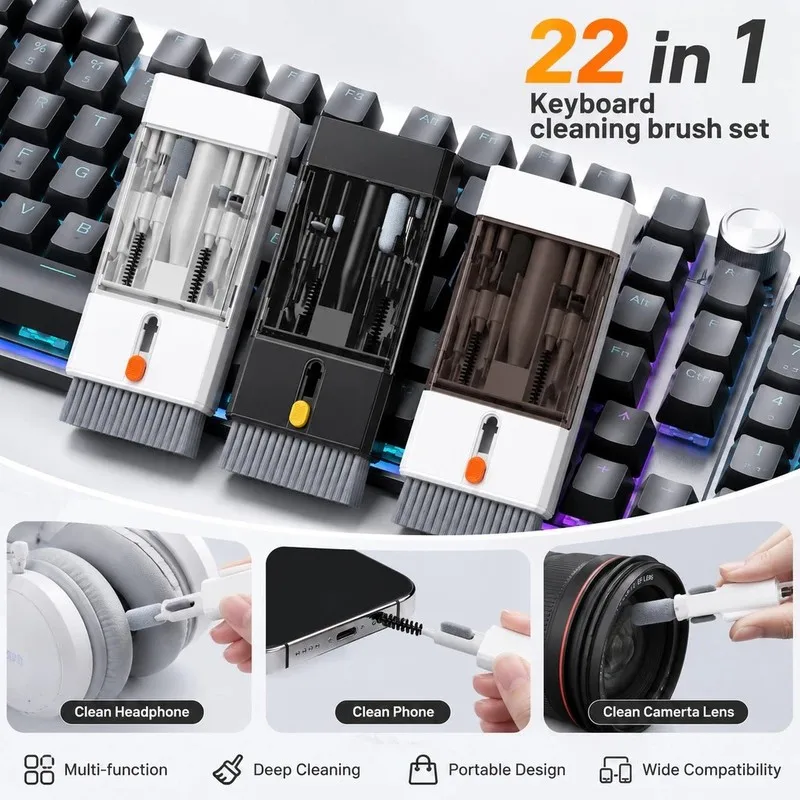 Ready Stock 22 In 1 Multi-Function Cleaning Kit For IPhone AirPods IPad Digital Camera PC Keyboard Phone Screen Headphone Set