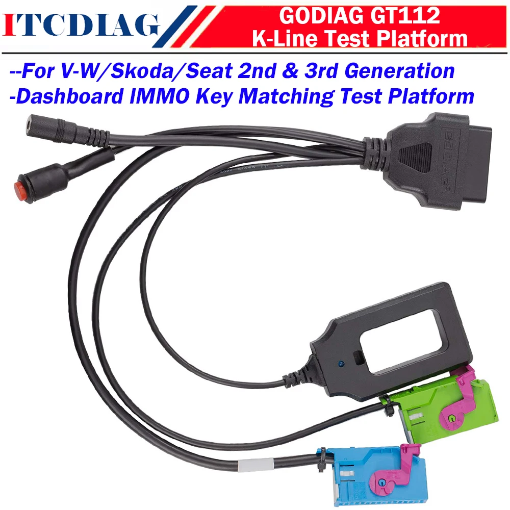 

GODIAG GT112 K-Line Test Platform Cable for V-W/ Audi/ Skoda/ Seat 2nd & 3rd Generation Dashboard IMMO Key Matching VVDI2 IM508