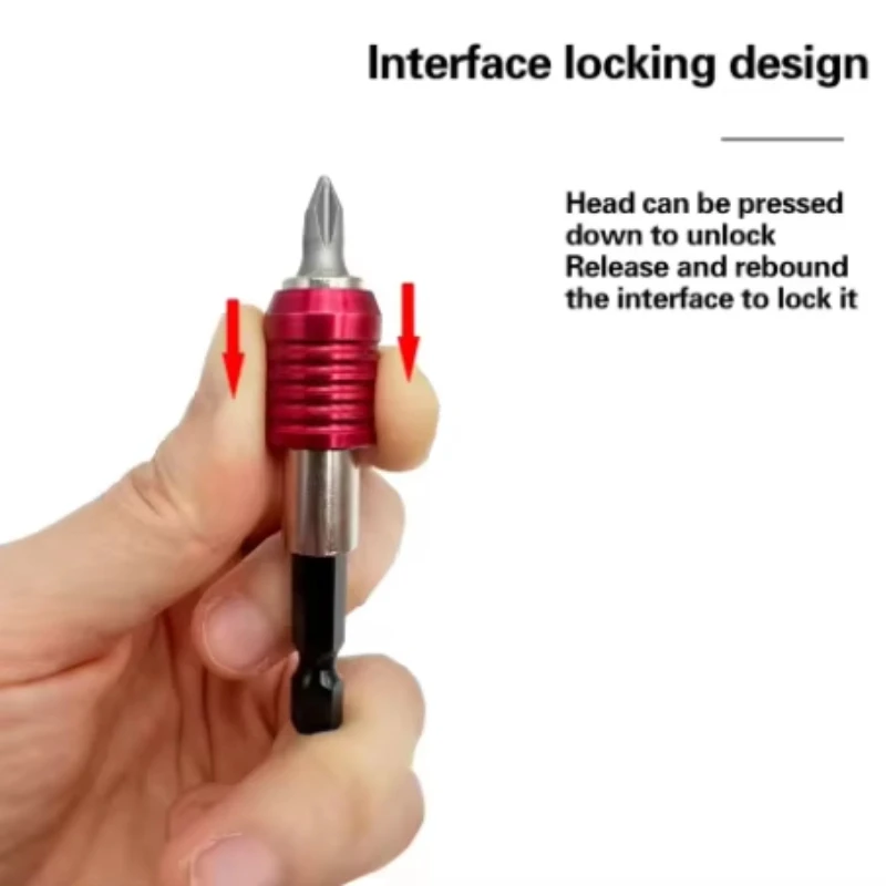 3PCS Red Hexagonal Handle Screwdriver Set Quick Release Self-Locking Extension Rods 60/100/150mm Three Piece Kit