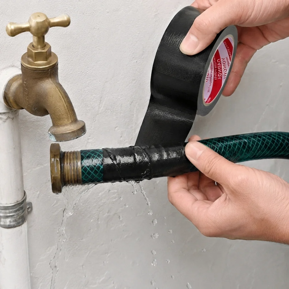 Black Heavy Duty Cloth Duct Tape Waterproof Adhesive Tape Easy Tear for Carpet Floor Pipe Sealing DIY Repair
