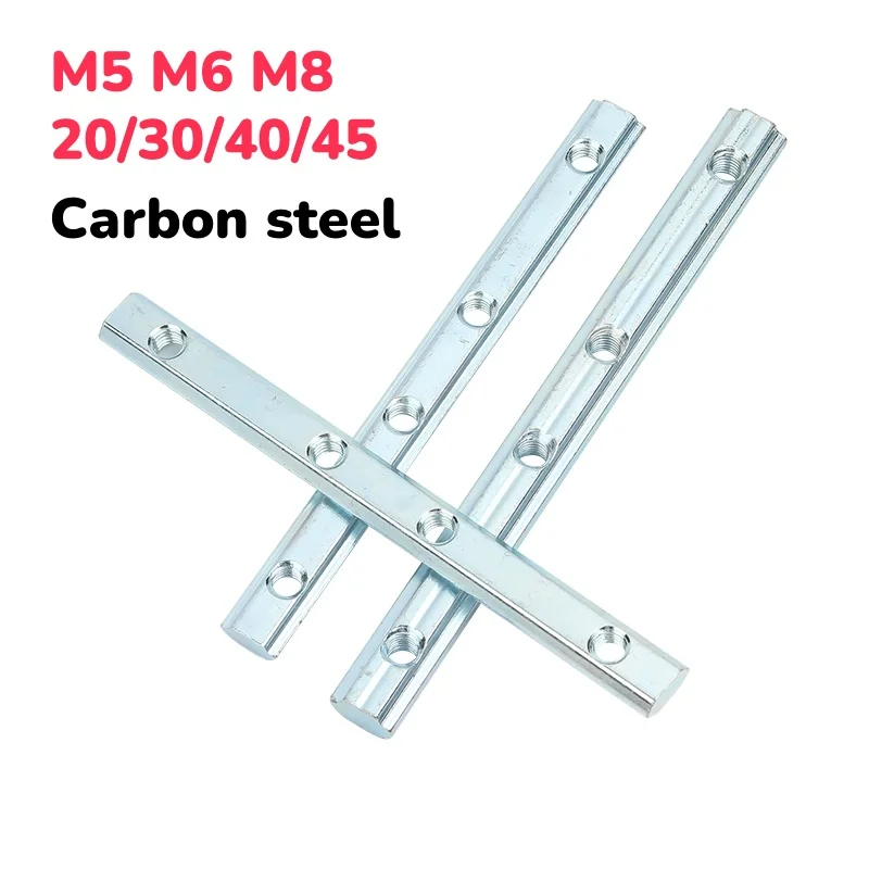 M5 M6 M8 20/30/40/45  Connector Aluminium Profile Fittings Strip Lengthened Nut One-Line Connector