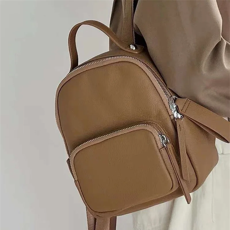 Small Genuine Leather Backpack Women Cow Leather Travel Bags Real Cowhide Ladies Shoulder Bag