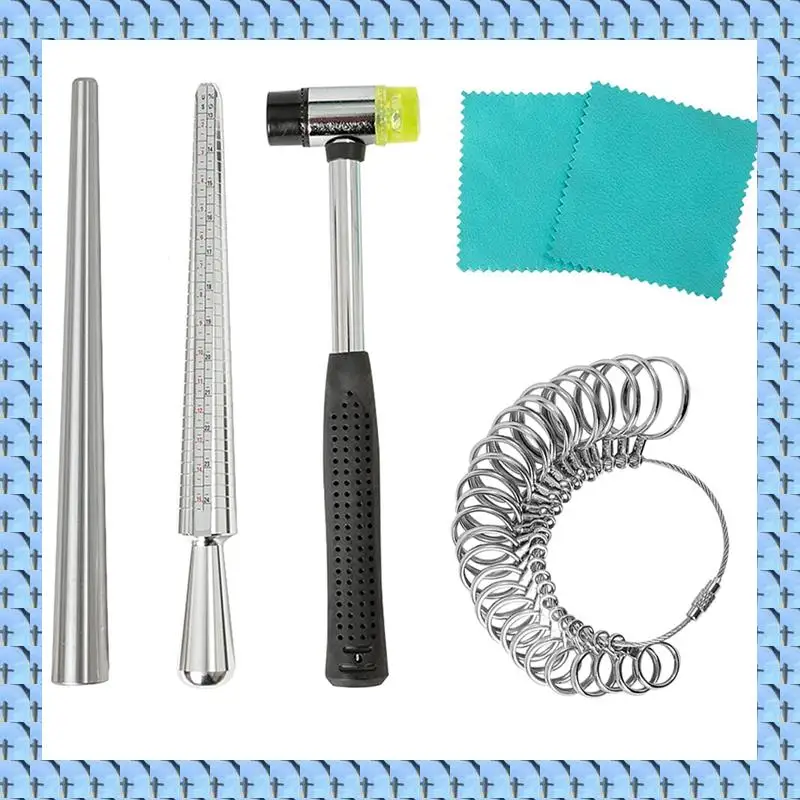 

NOCM Ring Sizer Measuring Tool Ring Mandrel Steel Ring Measurer And Ring Sizer Rubber Jeweler's Mallet Hammer, Finger Stick