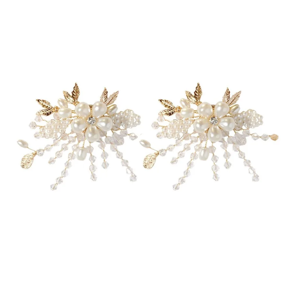 

1Pair DIY Wedding Shoes Accessories Detachable Rhinestone DIY Shoes Charms Pearl Beads Elegant Bridal Shoes Decoration Party