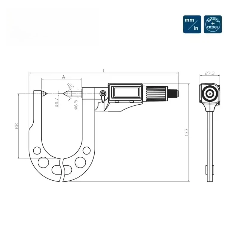 7-32mm Digital Disk Brake Micrometer 0.001 Resolution 18-43mm Electronic Disc Brake Micrometer