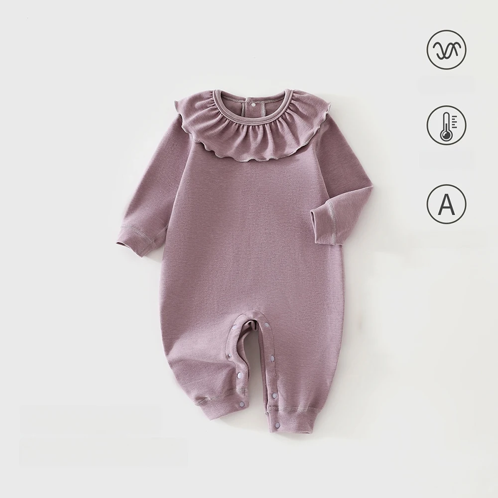 MILANCEL Autumn Baby Rompers 3M-3T Toddler Jumpsuit Solid Color Comfortable Baby Clothes Sweet Purple Infant One Piece