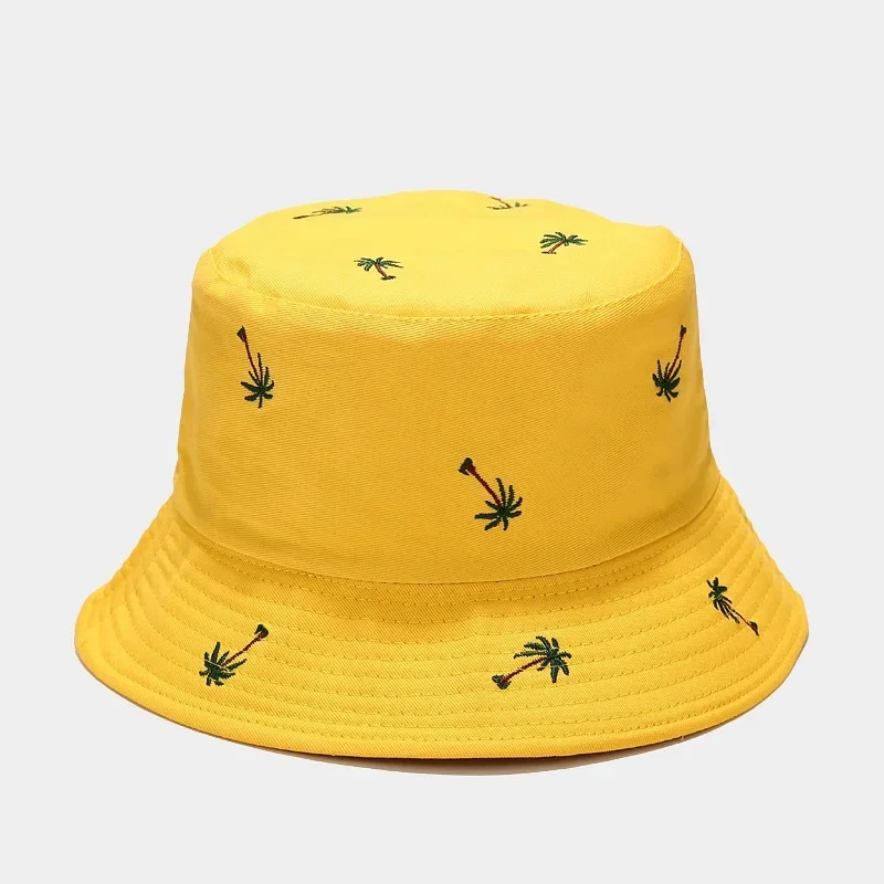 Spring and Summer Cotton Tree Embroidery Bucket Hat Fisherman Hat Outdoor Travel Sun Cap for Men and Women 279