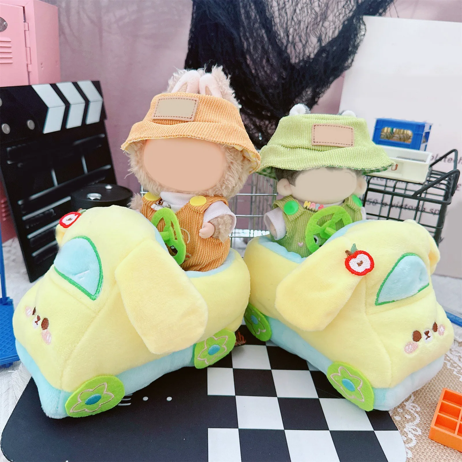 

Мини-красочные куклы, плюшевые автомобильные аксессуары, подходящие для кукольных машин 15 см, модные милые украшения для спальни