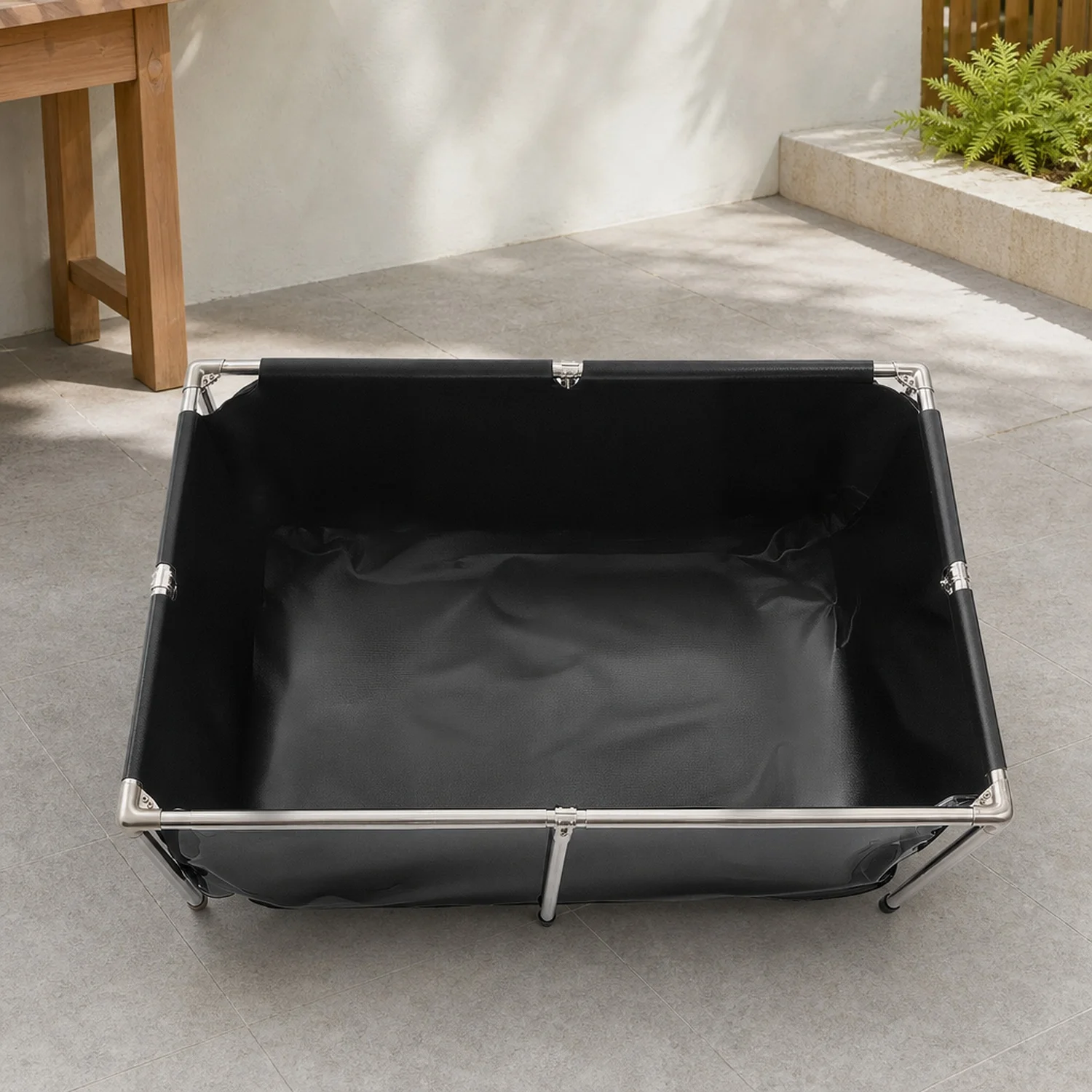 Canvas Fish Pond, 126.8 Gal Above Ground, PVC Koi Tank with Clear Viewing Panel, Rectangular Goldfish Stainless Steel Frame