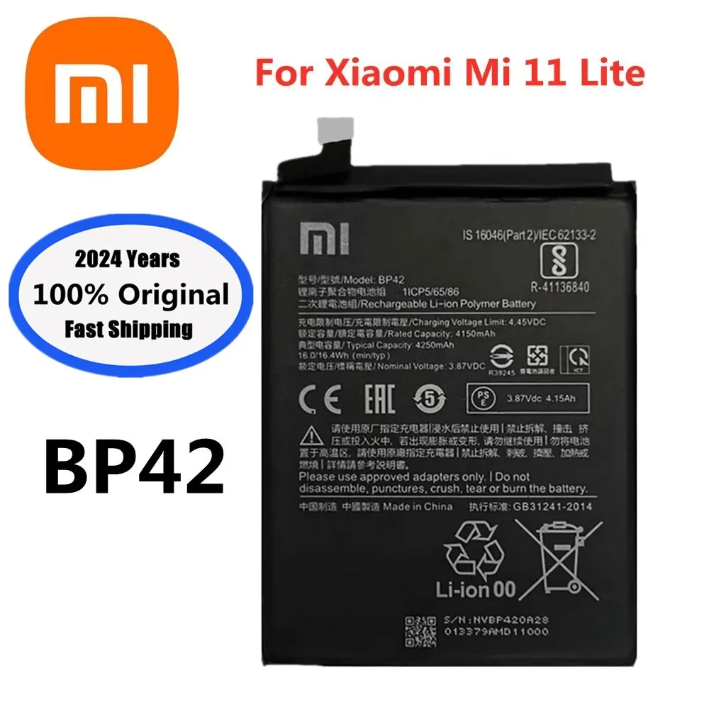 

2024 Years BP42 Xiao Mi Original Battery For Xiaomi Mi 11 Lite 11Lite Mi11 Lite High Quality 4250mAh Phone Battery + Tools