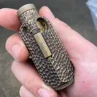 Vintage Handmade Brass Trench Kerosene Lighter, Oil Gasoline Briquet Lighter,3 Sides Fire Ignition Smoking Tool