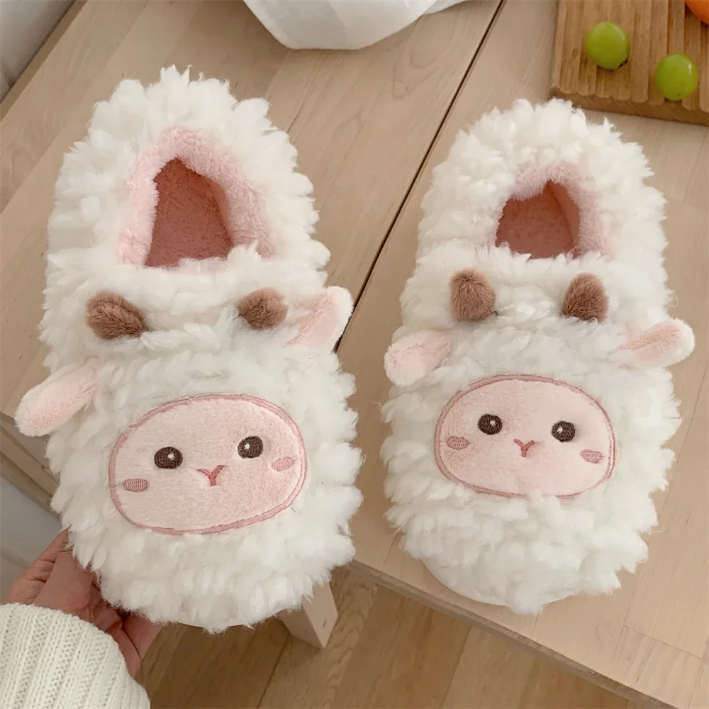 

Cute sheep cotton slippers ladies warm soft full package winter soft thick bottom home indoor cotton shoes comfortable leisure