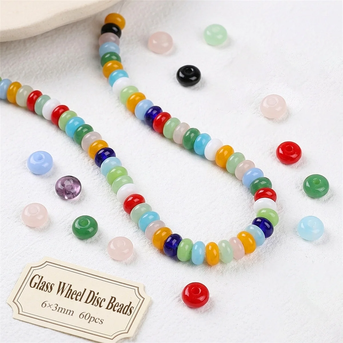 

6×3mm Premium Glass Wheel Disc Beads 120pcs Loose Spacer Beads for DIY Jewelry Making, Bracelet, Necklace & Pendant Accessories