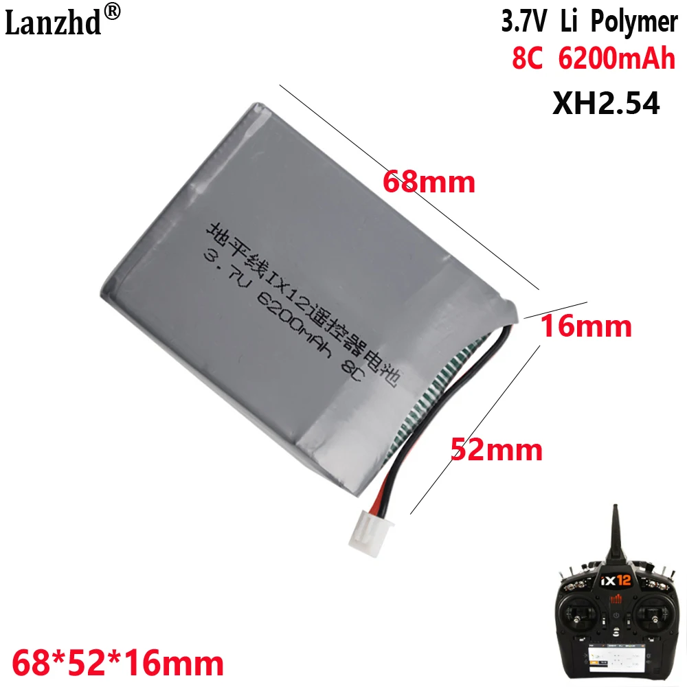 3.7V 6200mAh 8C lithium battery For Spektrum Horizon iX12 IX20 remote control or Toy battery with XH2.54 plug