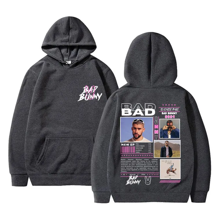 Rapper Bad Bunny Hoodies Nadie Sabe Lo Que Va A Pasar Manana Album Graphic Hoodie Men Women Hip Hop Fashion Cotton Sweatshirts