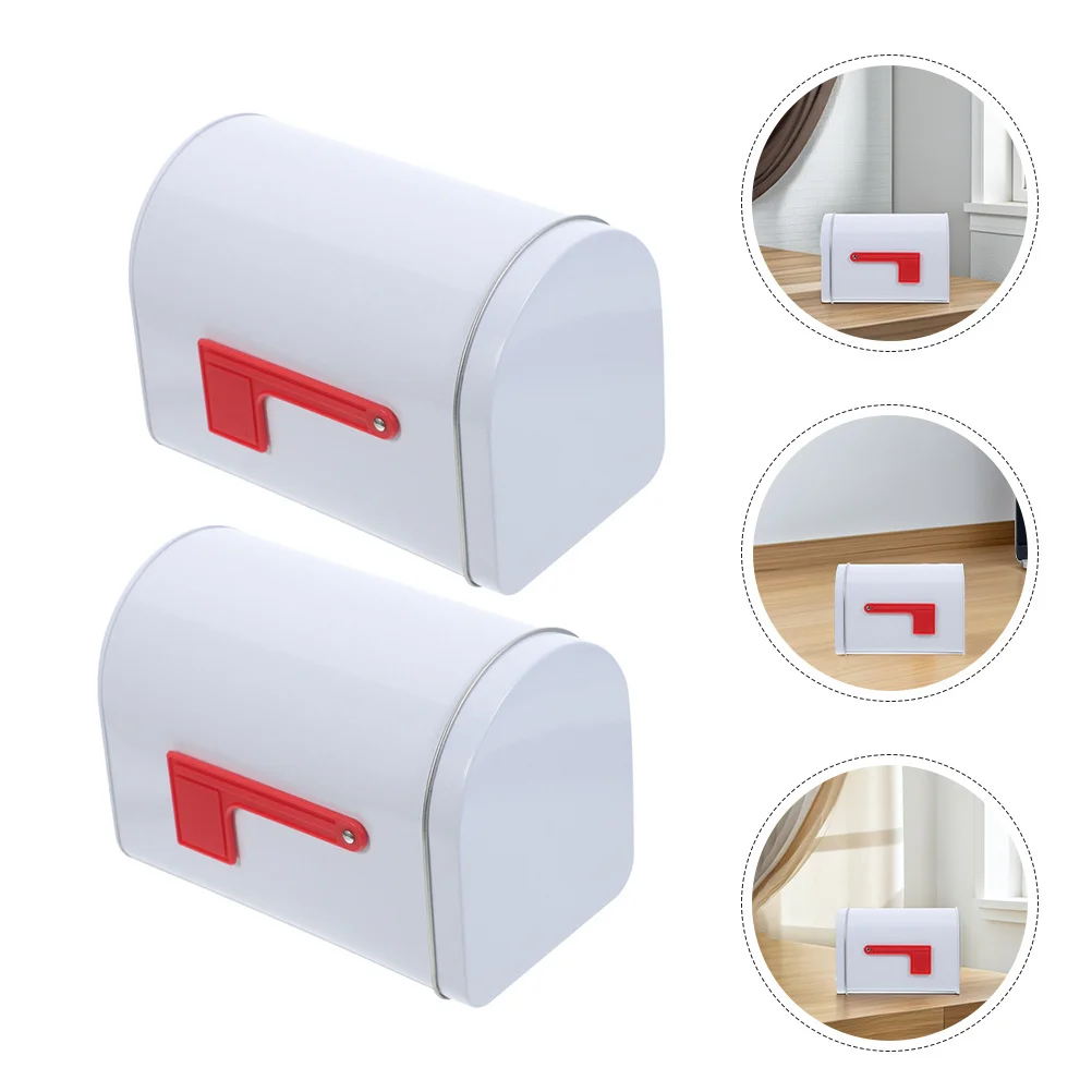 

2pcs Retro Tinplate Mailbox Metal Storage Box Vintage Letter Organizer Desk Decor Playhouse Diy Valentine Craft Wall Mounted