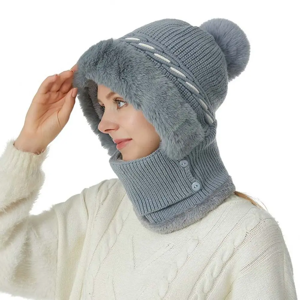 Fashion Winter Cap Mask Set Thicken Warm Windproof 2in1 Scarf Hat Neck Protector Ear Protection Balaclavas Hat Outdoor