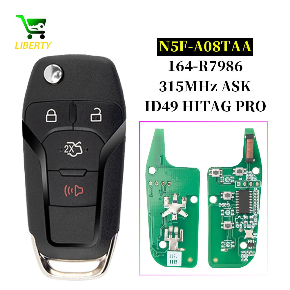 

Liberty Car Remote Key For Ford F150-F550 Fusion Explorer N5F-A08TAA ID49Chip 315Mhz Auto Smart Control HU101 Key Blade