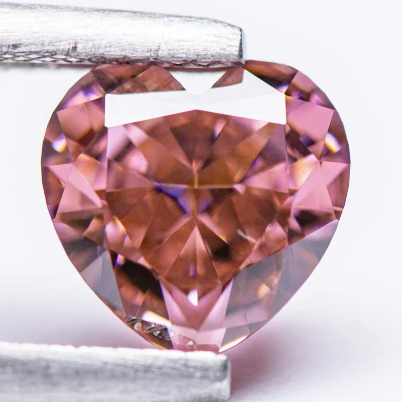 

Hot Sell TOP Cubic Zirconia Wholesale No Certificate Crushed Ice Cut Heart Shape Padparadscha Color Charms Beads for Diy Jewelr