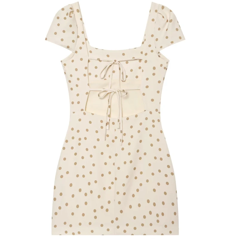 HXAO Mini Polka Dot Kleid Damenkleid Sommer 2026 Süßes Bodycon Rückenfreies Kurzarm-Kleid für Damen Elegantes Urlaubskleid – Detail 5