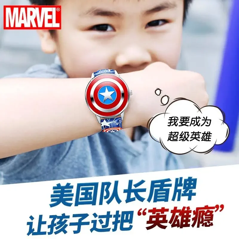 Disney spiderman Kids watch Captain America ironman children's watches Leather Quartz Flip Metal Case Watches Boys Clock gifts