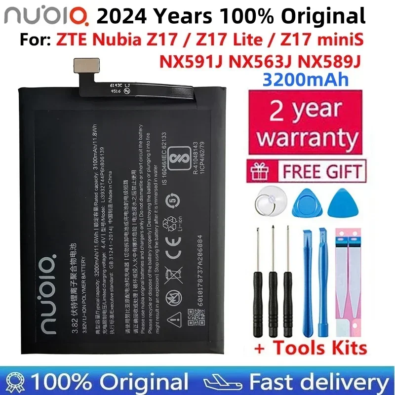 

For ZTE Nubia Z17, Z17 Lite Mini S, Z17miniS, NX591J, NX563J, NX589J,Battery,3200mAh,Li3932T44P6h806139,Original, New, 2024