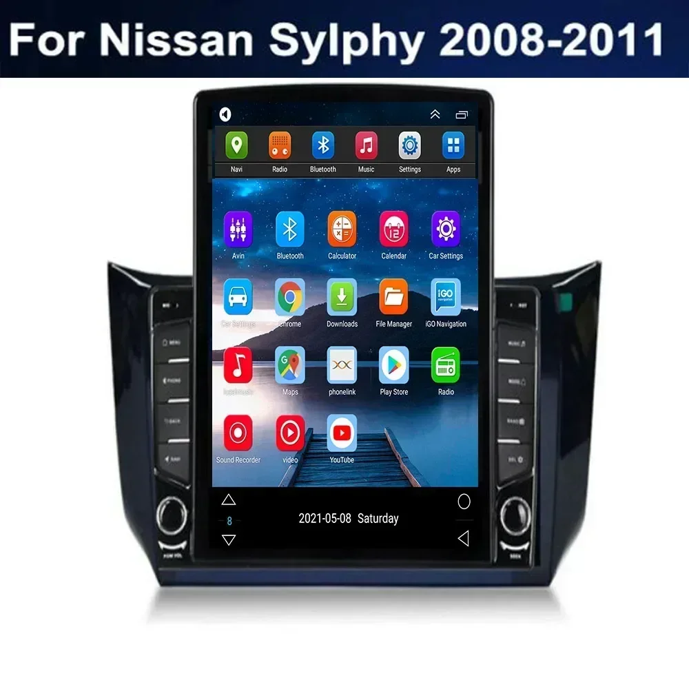 For Tesla Style 2 Din Android 13 Car Radio for Nissan Sylphy 2008- 10 2011 Multimedia Video Player GPS Stereo RDS Carplay Camera