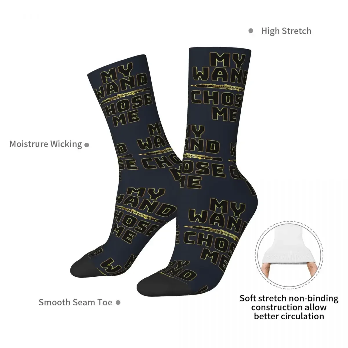 Funny Wand Band Music Apparel Socks Harajuku Sweat Absorbing Stockings All Season Long Socks Accessories for Birthday Present