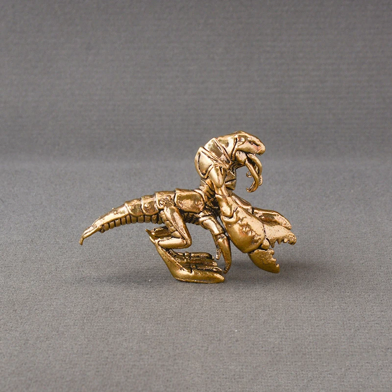 Patung Miniatur Lobster Mutan Kontaminasi Nuklir Kuningan Patung Udang Udang Karang Seperti Hidup Dekorasi Desktop Hewan Peliharaan Teh Antik