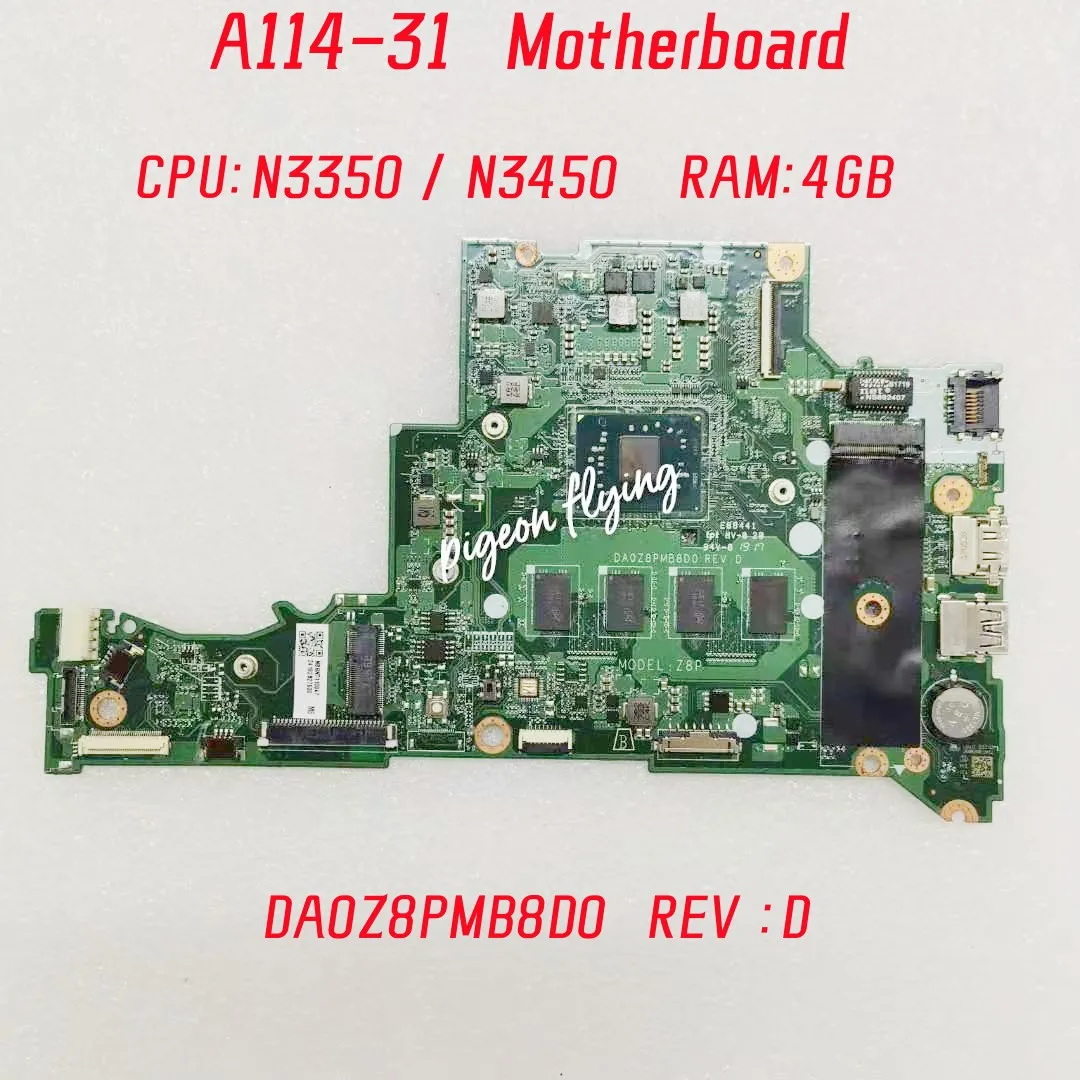 

For Acer Aspire A114-31 Laptop Motherboard CPU N3350 SR2Z7 RAM 4G NBGNT11002 DA0Z8PMB8D0 100% Test Ok