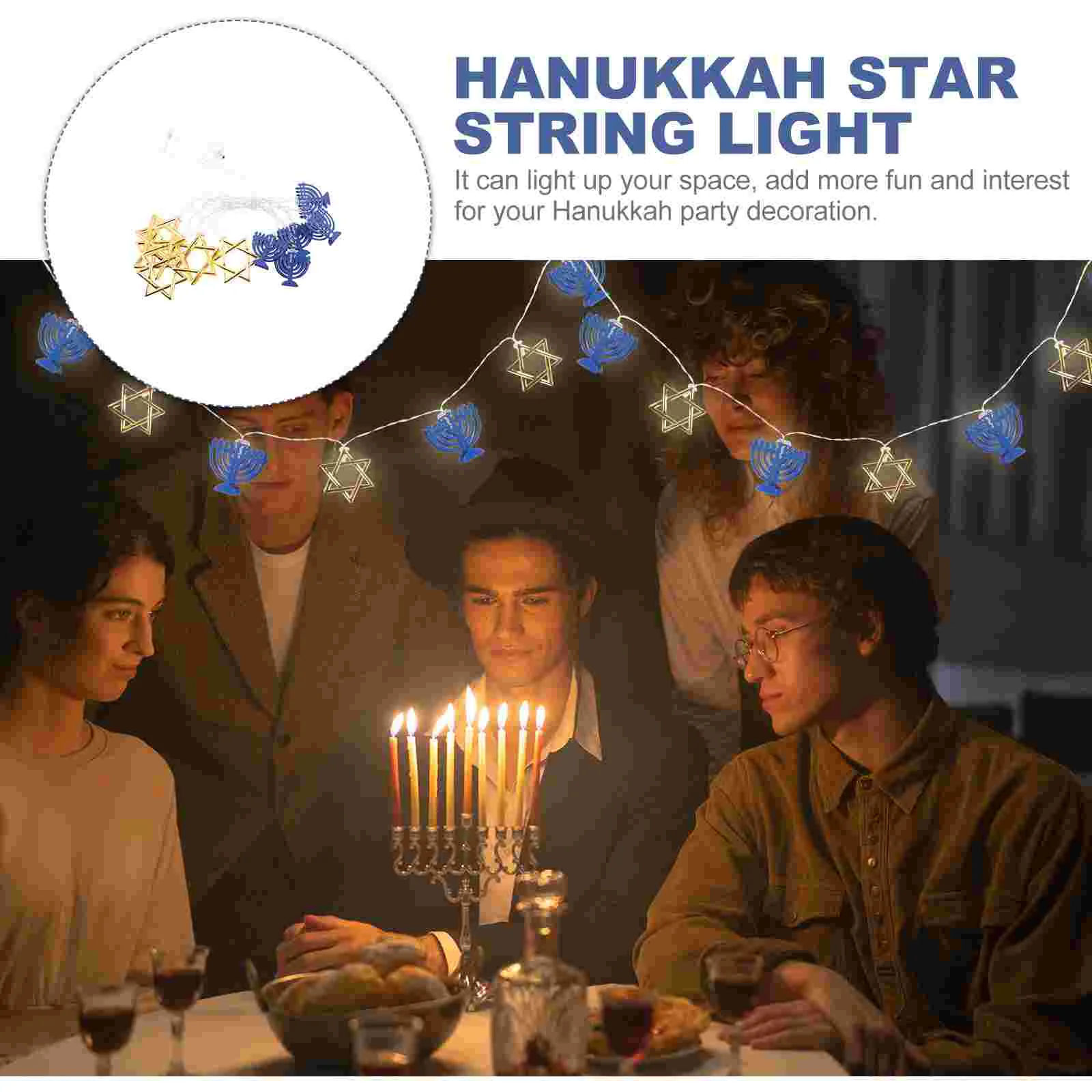 Hanukkah String Lights Holder Decorations Decorate Party Supplies Chanukah Wrought Iron Star Powered