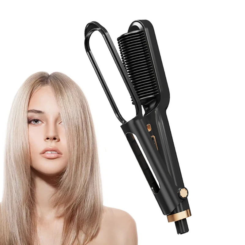 

Hair Straightener Multifunctional 2 in 1 Electric Hair Brush Ceramic Instant Heating Dual Voltage LED Electric Hot Comb