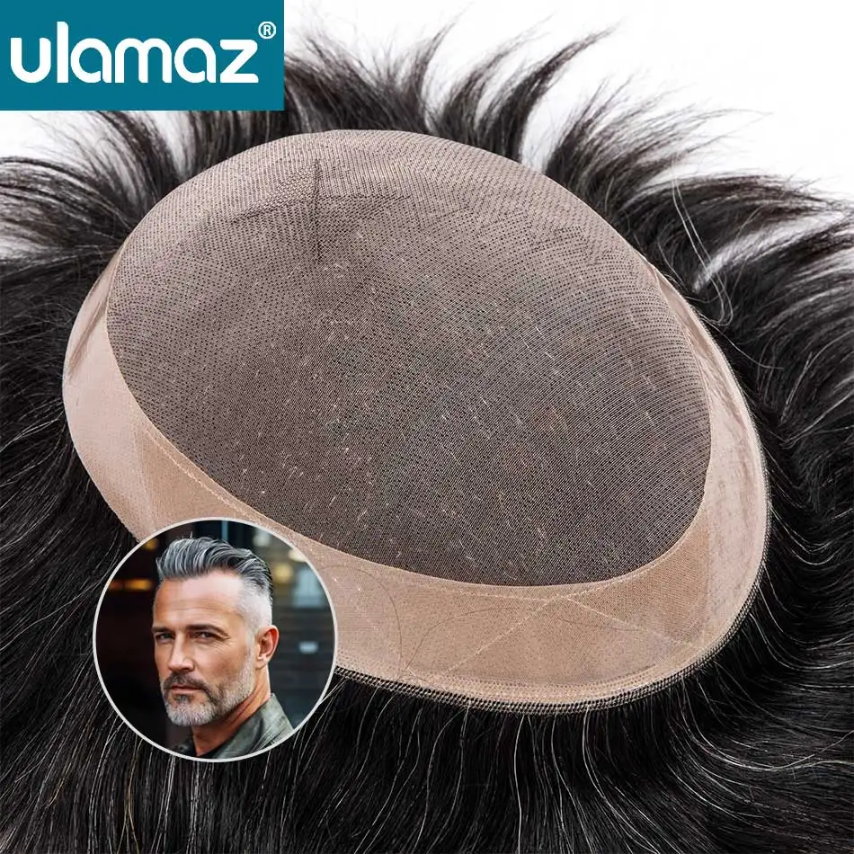 Long Lifespan Mono Wig Man Double Knots Toupee Men's Wig Human Hair 6 Inches Hair System For Men Capillary Male Hair Prosthesis