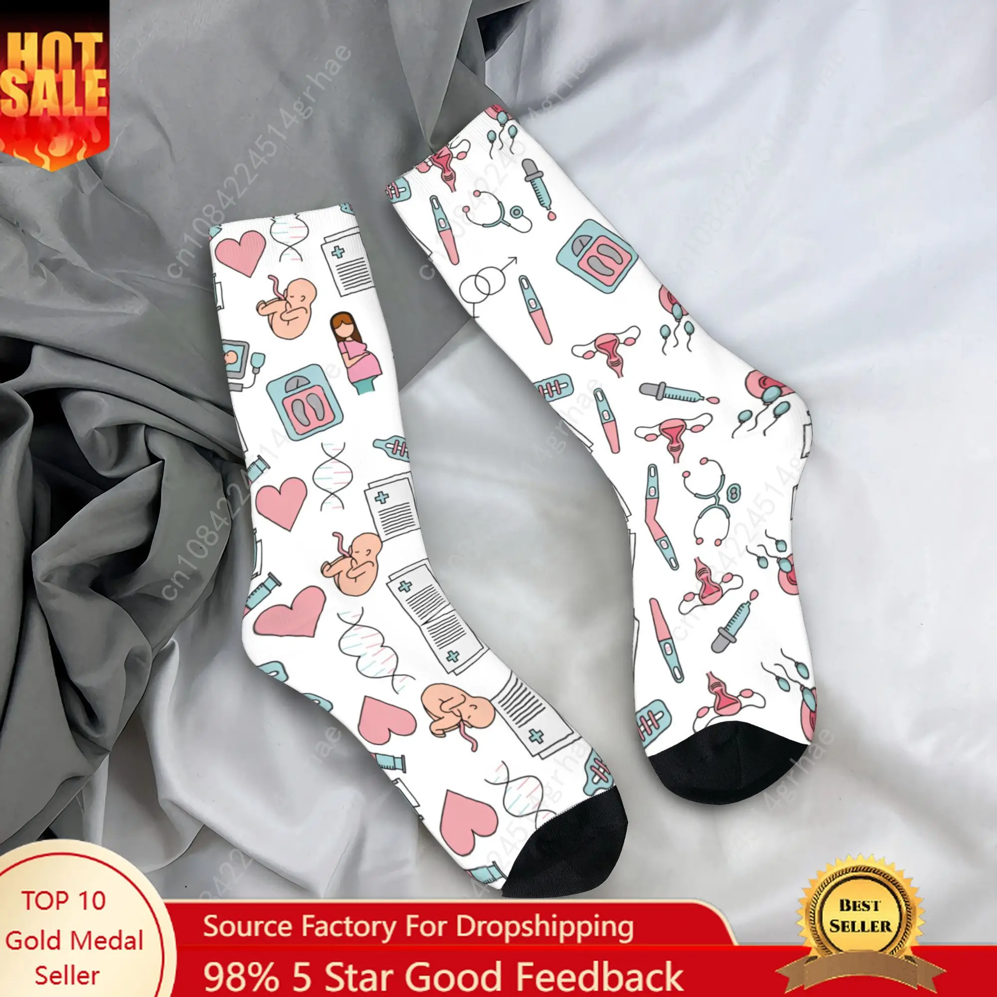 

Cute Doctor Nurse Medical Socks Leisure Stockings Men Breathable Outdoor Sports Socks Autumn Printed Anti Skid Socks