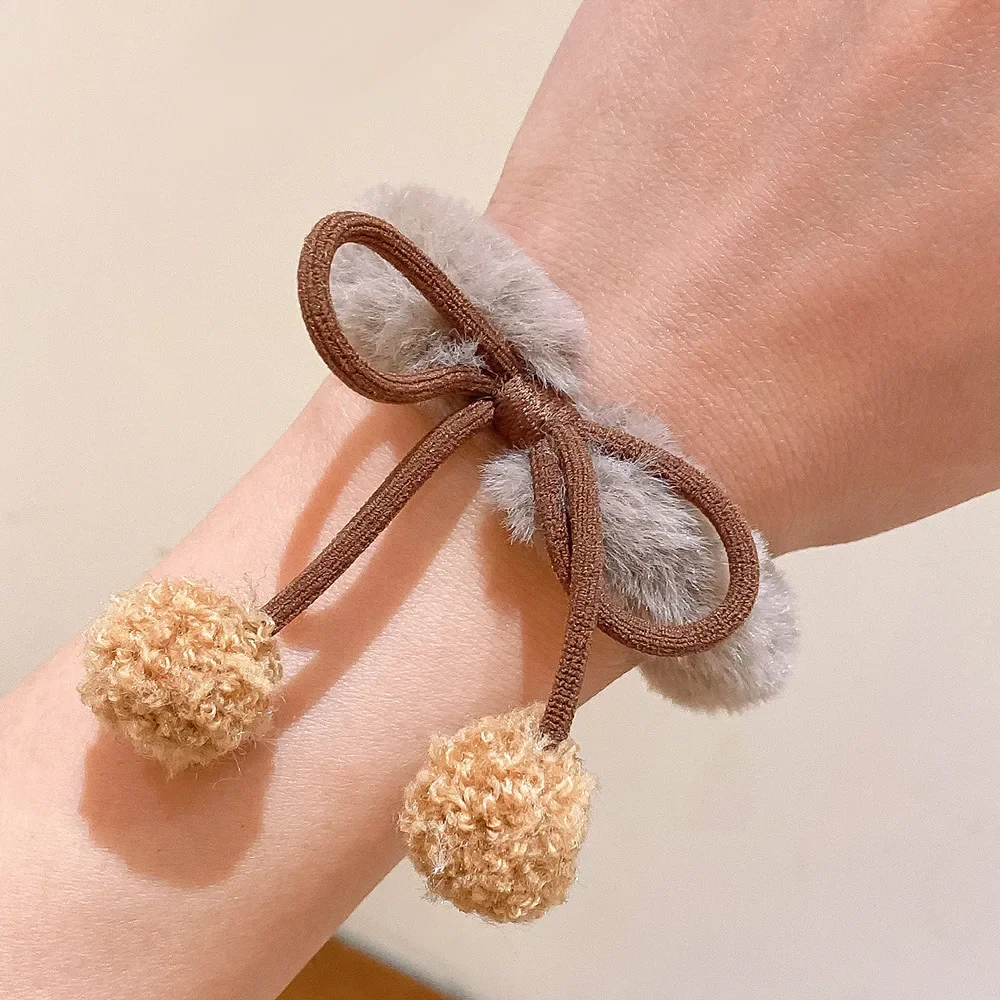 New Korean Cute Pompoms Elastic Hair Bands Children Kawaii Hair Ties Headwear Girls Kids Women Hair Accessories image 4