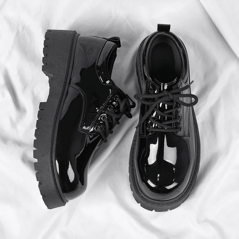 Leather shoes men's 2026 spring formal business English derby wide toe casual trendy shoes