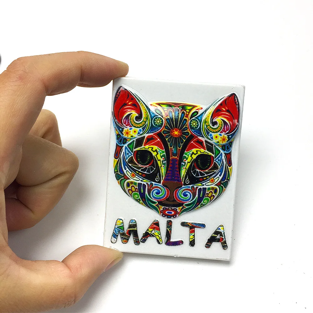 

Malta 3D Resin Fridge Magnet - Colorful Folk Art Cat Decor for Kitchen Refrigerator, Cute Home Decorative Magnet