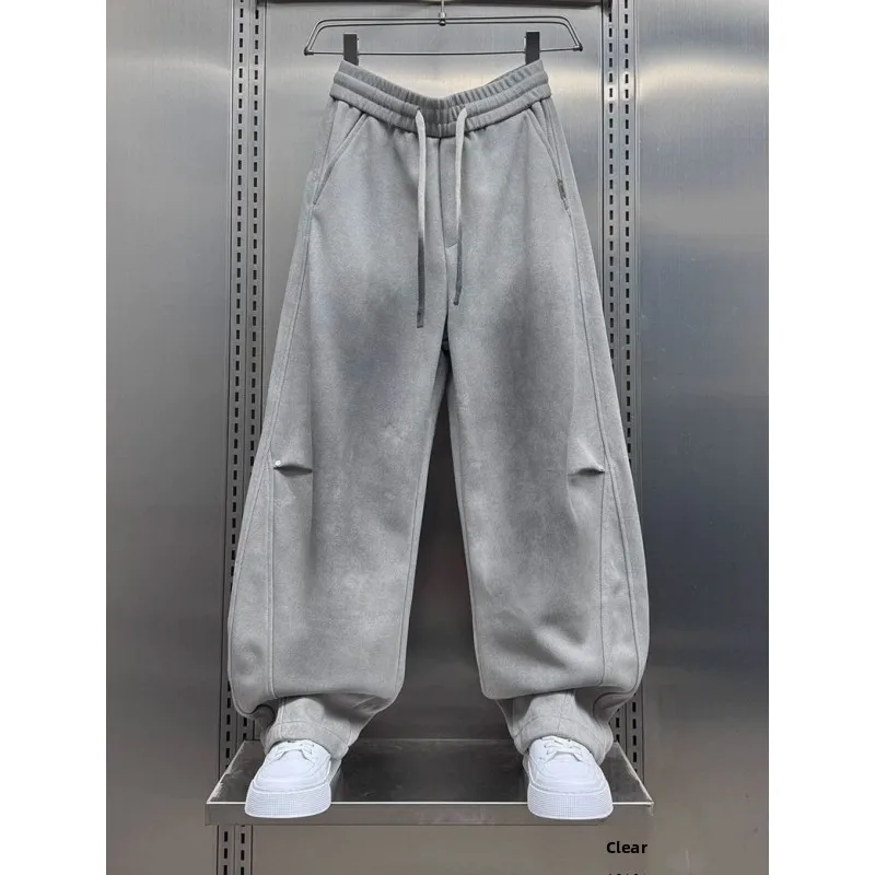 

plus Size 300 Pou American Sle Casual Pants Wide Leg Knife Patchwork Men's Autumn 2025 Loose Fit Comfortable Trousers