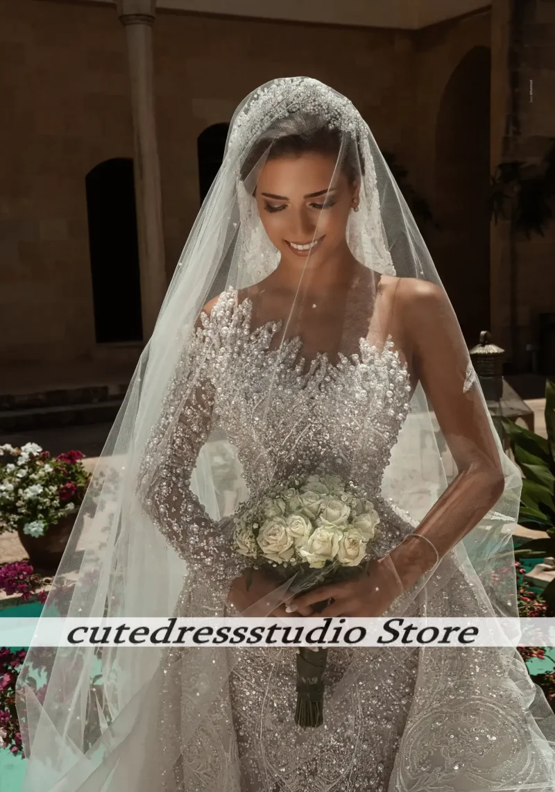 فساتين زفاف رائعة بكتف واحد 2025 مطرز بالترتر الأفريقي حورية البحر زي العرائس Vestidos De Novia أنثى مخصصة