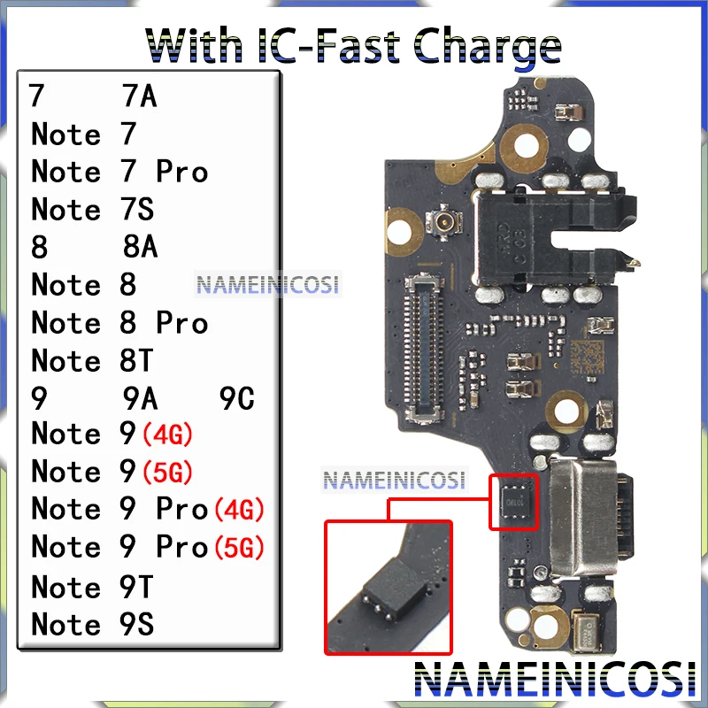 

Usb Dock Charger Connector Flex for Xiaomi Redmi Note 9 9T 9S 7 7A 7S 8 8A 8T Pro 4G 5G Charging Board Flex Ports