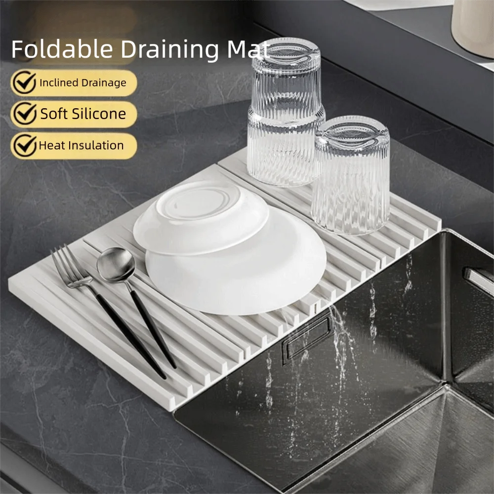 

Складной силиконовый коврик для сушки посуды, многофункциональный коврик для сушки посуды, кухонный коврик для сушки посуды, противоожоговая подставка для сушки посуды
